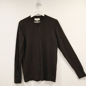 Men's Frank & Oak Dark Olive Green 100% Soft Wool Sweater Sz M